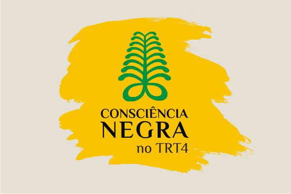 Logotipo da consciência negra no TRT4, composto pelo ideograma Aya. Aya é um adinkra (ideograma criado pelo povo Akan) que simboliza uma samambaia, uma planta resistente, que pode crescer em locais difíceis.