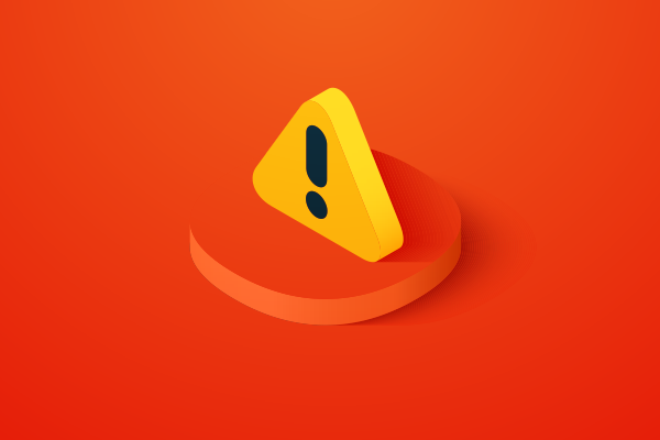 Ícone de alerta, com exclamação em triângulo amarelo e fundo vermelho