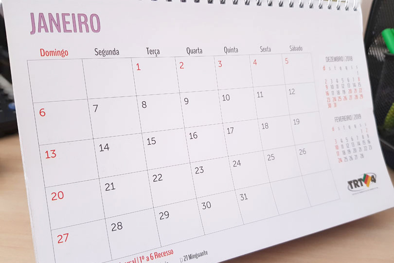 Imagem de calendário do mês de janeiro