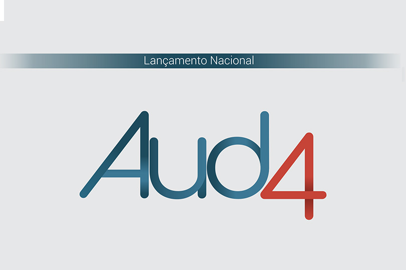 Logo do sistema Aud4 abaixo de uma faixa com o texto "Lançamento Nacional"