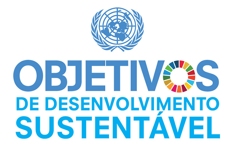 Logo dos Objetivos de Desenvolvimento Sustentável com o símbolo da ONU