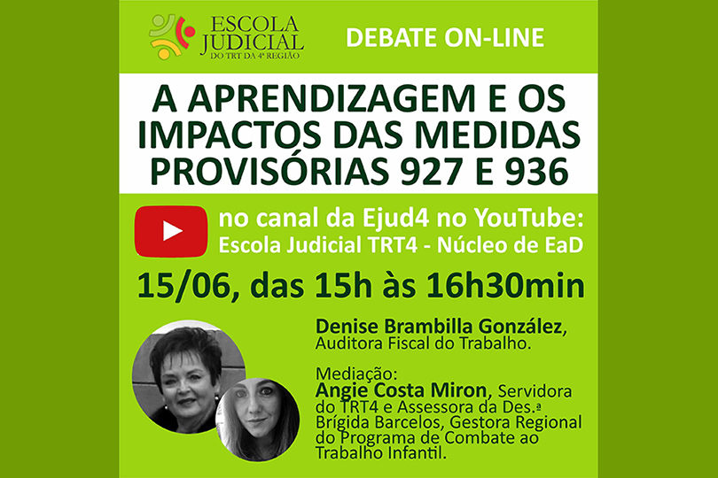 Pra Cego Ver: convite para a palestra, com informações sobre a atividade on-line e foto das participantes.