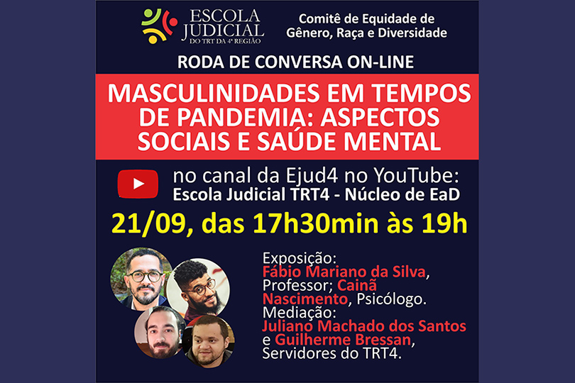 Pra Cego Ver: Card com fotos dos participantes com imagens dos palestrantes e mediadores e informações sobre a roda de conversas