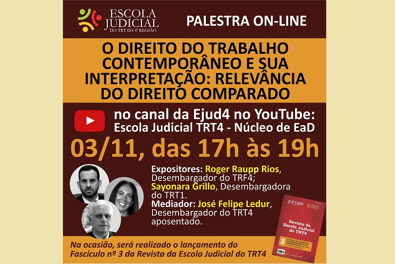 Pra Cego Ver: fotos dos palestrantes e mediador e informações sobre o evento