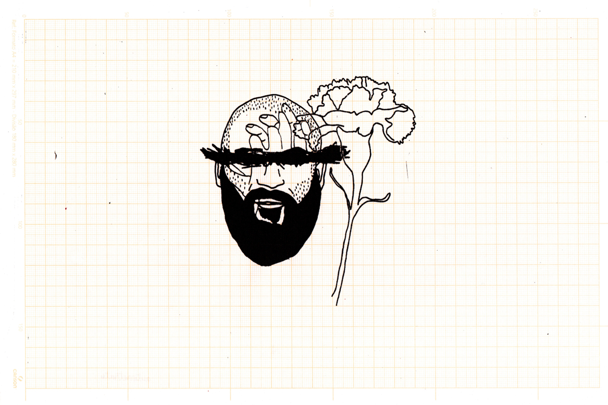 Autorretrato. Nanquim sobre papel. 2020