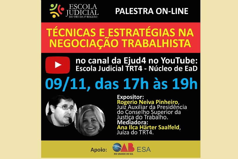 Pra Cego Ver: Imagem com foto do palestrante e da mediadora e informações sobre o evento