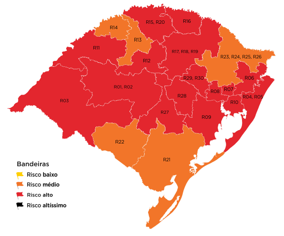 Mapa de distanciamento controlado do RS