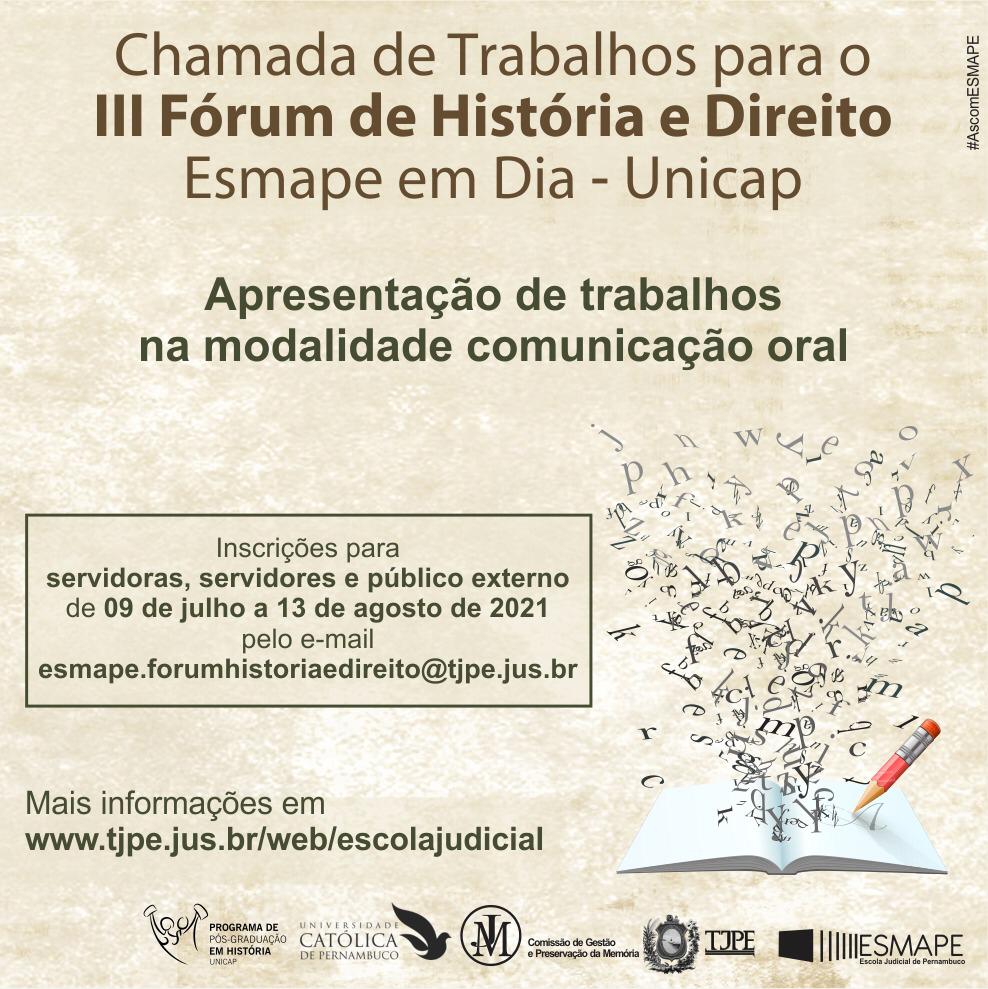 Banner da chamada de trabalhos, com informações de data, e-mail, site para mais informações e logo das entidades realizadoras. Tem a imagem de um livro o caderno aberto, um lápis e letrinhas voando de dentro do livro.