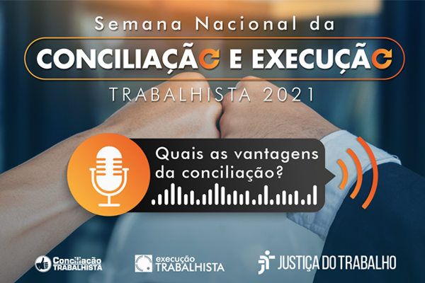 Arte com informações sobre a Semana sobre a foto ilustrativa de dois punhos fechados se tocando em um cumprimento.