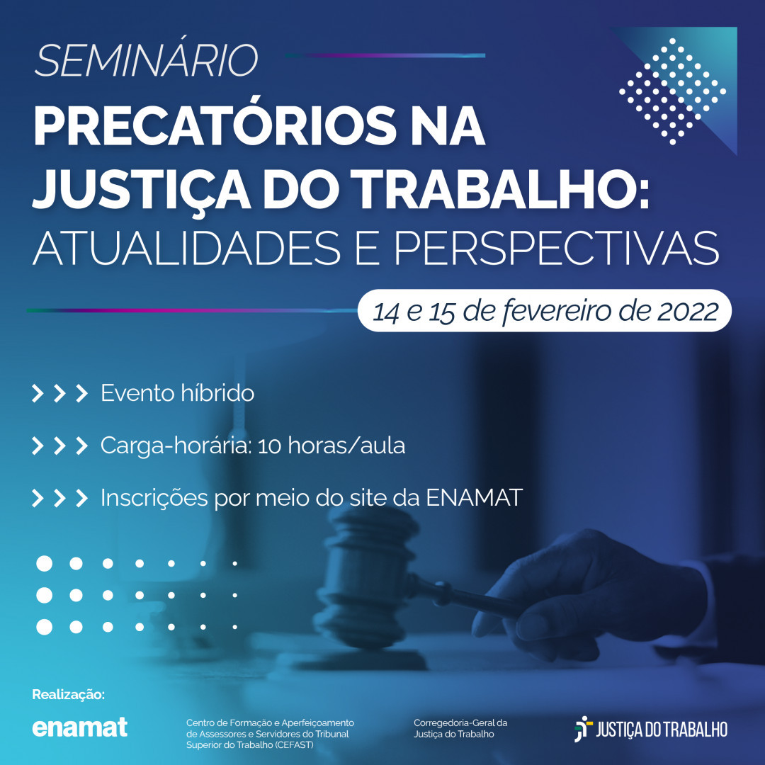 Card com fundo azul, mostrando braço segurando um martelo característico de juízes, com o nome do evento em letras brancas.