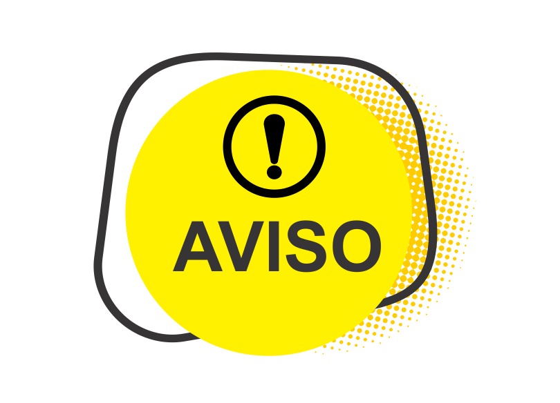 Arte com a palavra Aviso.