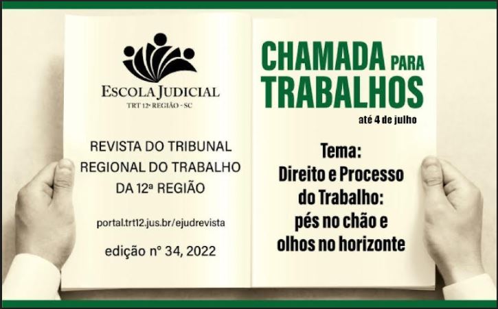 Escola Judicial de SC recebe artigos para nova edição da Revista do TRT12