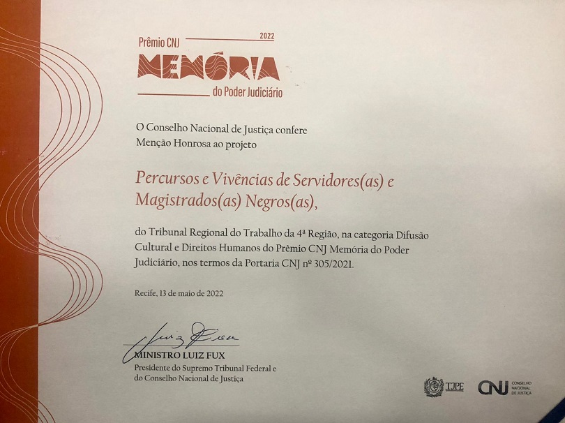 Certidão da menção honrosa