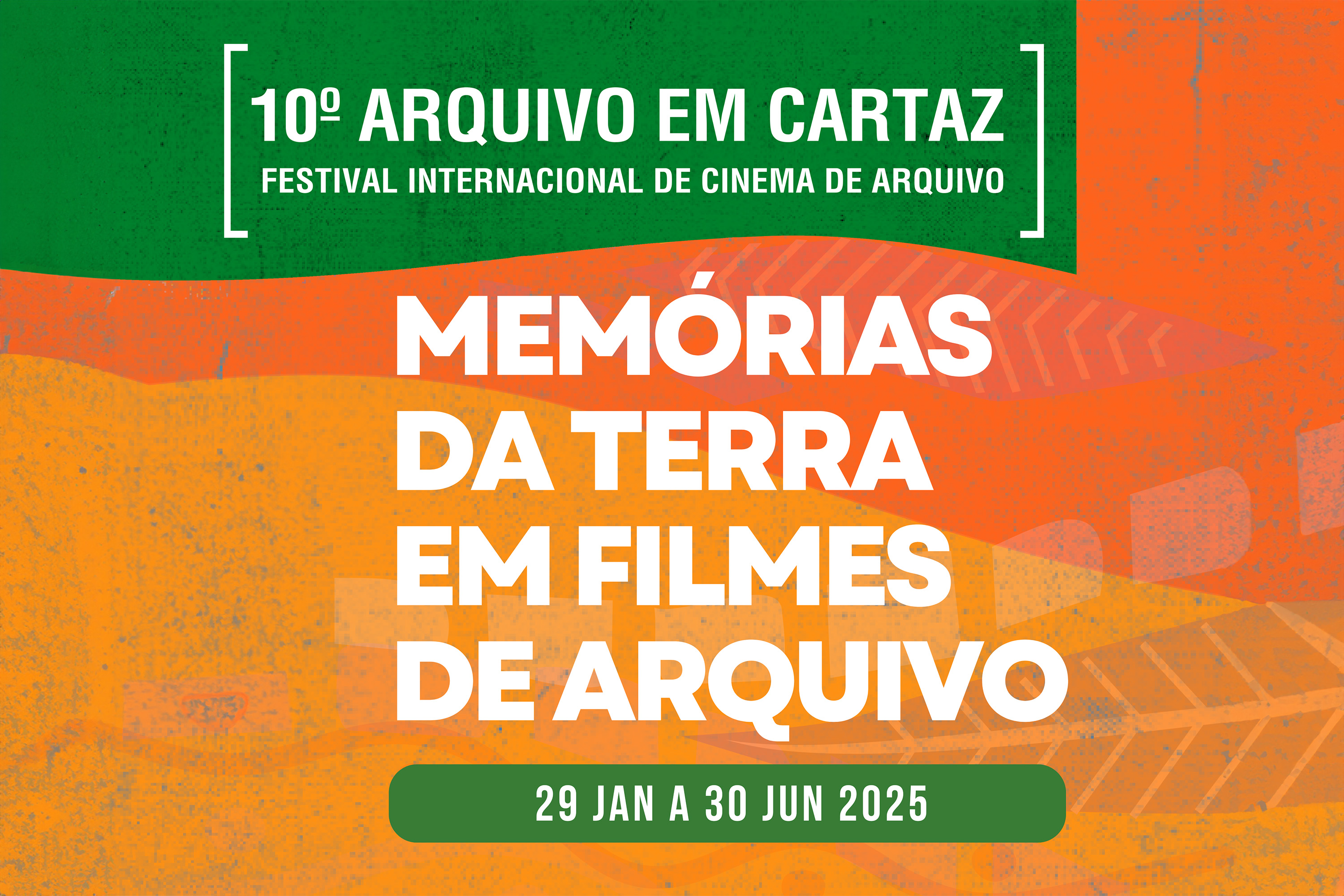 Arte do festival, com o nome do evento e o período em que é realizaado, nas cores verde, laranja, amarelo e branco. 