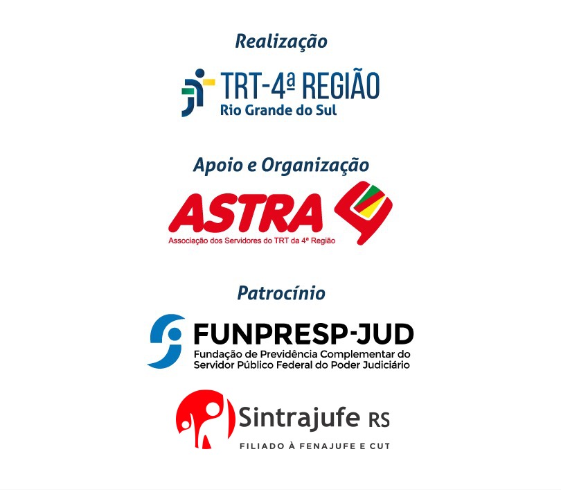 Logomarcas do TRT-4, Astra4, Funpresp-JUD e Sintrajufe-RS