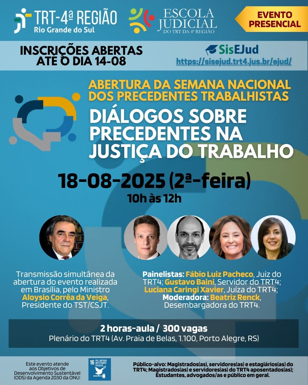 Cartaz com informações sobre o evento e fotos dos participantes.