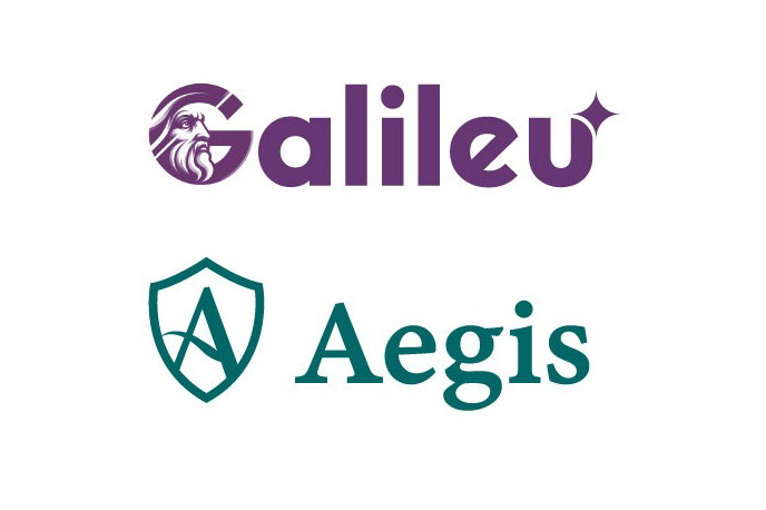 Logos do Galileu e do Aegis, um acima do outro.