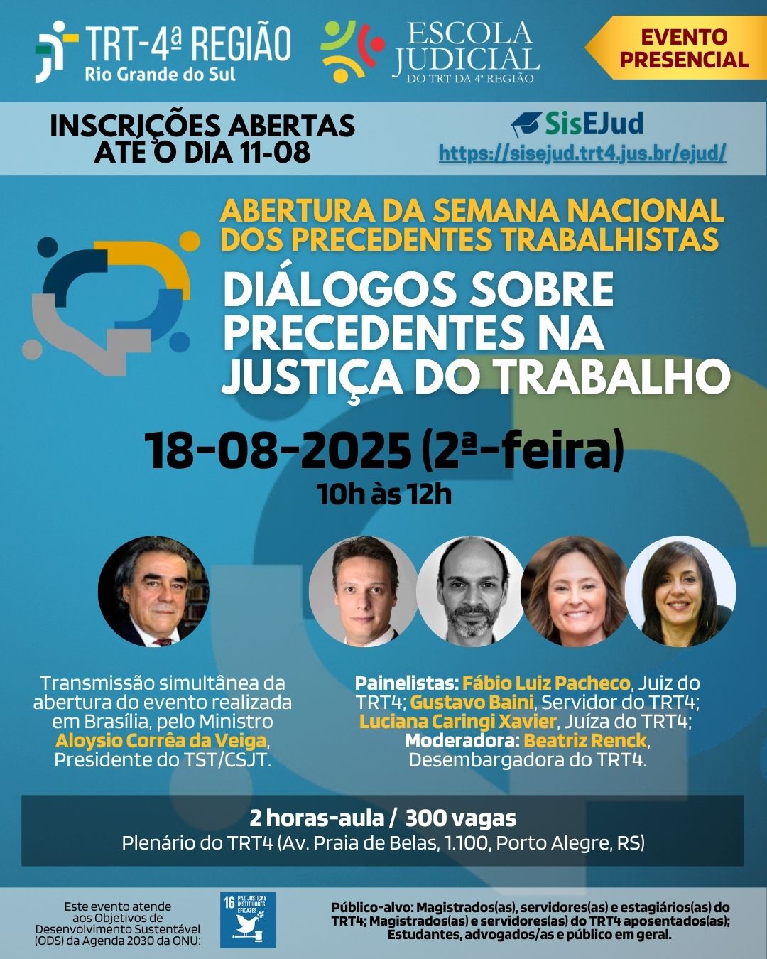 Cartaz com informações sobre o evento e fotos dos participantes.