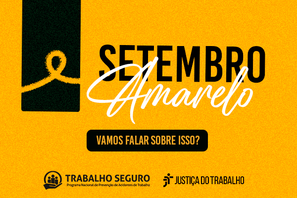 Imagem ilustrativa do setembro amarelo. Fundo amarelo, com laço amarelo em uma tarja preta.