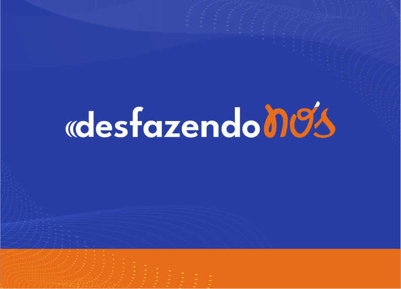 logotipo do podcast: fundo predominantemente azul com detalhes em laranja. texto: desfazendo nós #11 Impacto da violência doméstica no trabalho