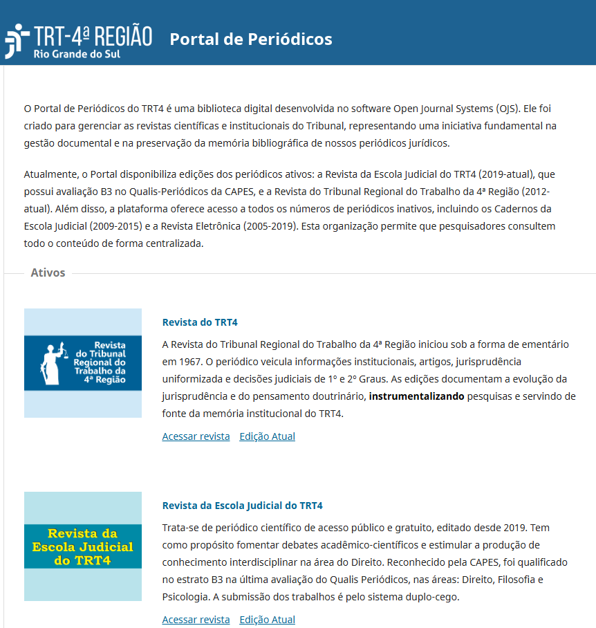 Print da página inicial do Portal de Periódicos