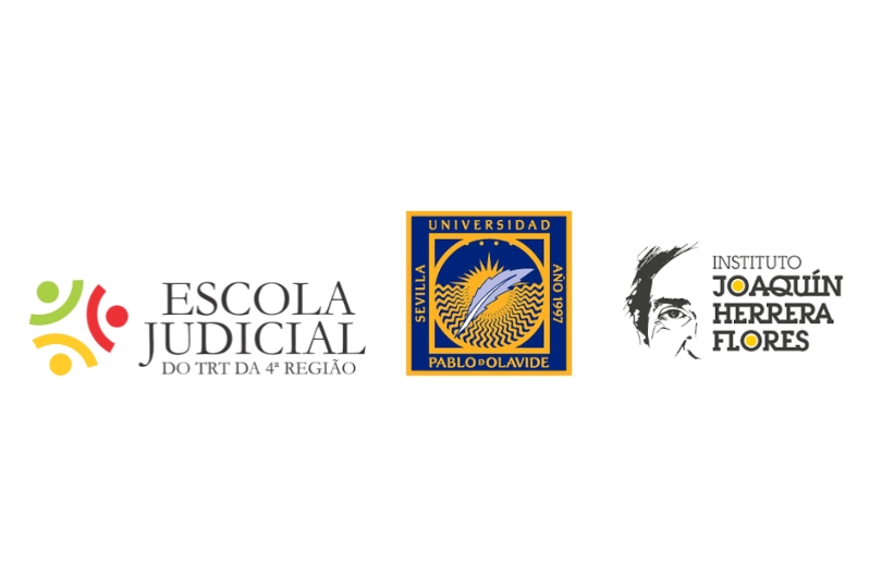 Logotipos da Ejud4, UPO e Instituto Joaquin Herrera Flores.