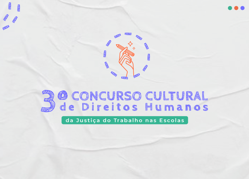 Logo do 3º Concurso Cultural de Direitos Humanos. A arte apresenta o desenho de uma mão segurando um lápis.
