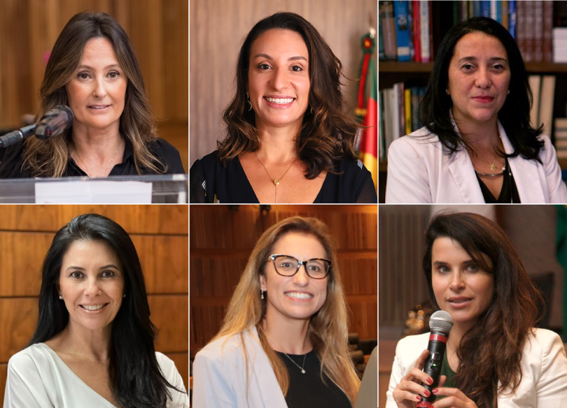 Mosaico com a foto das seis juízas.