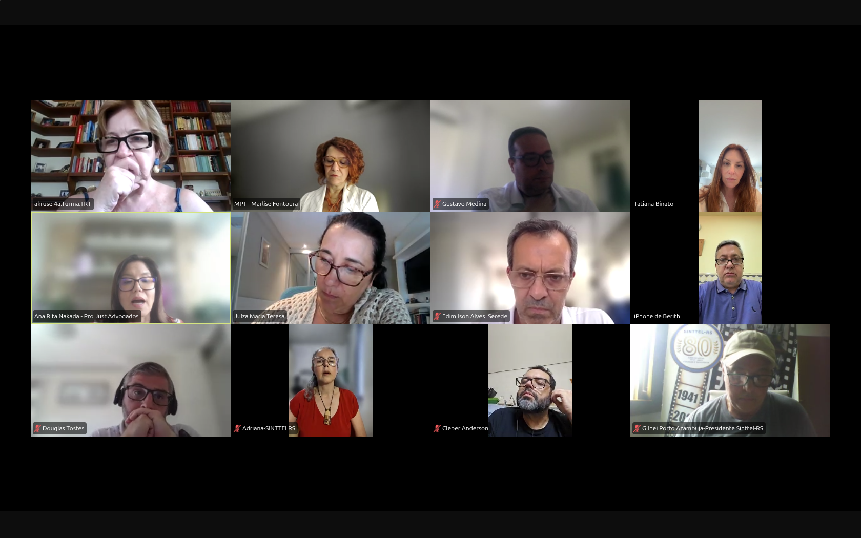 Captura de tela da reunião de mediação, ocorrida na plataforma Zoom