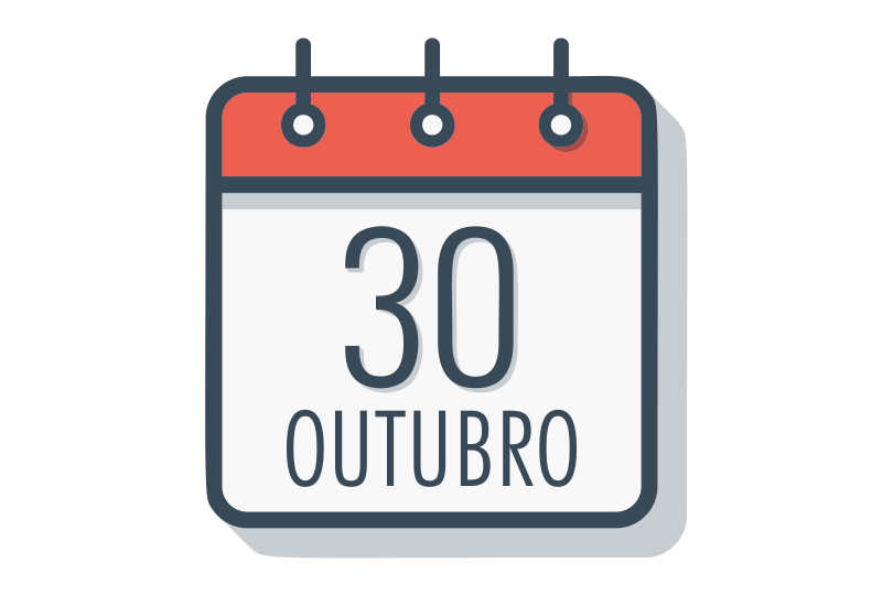 Arte ilustrativa de um calendário com a data "30 de outubro"