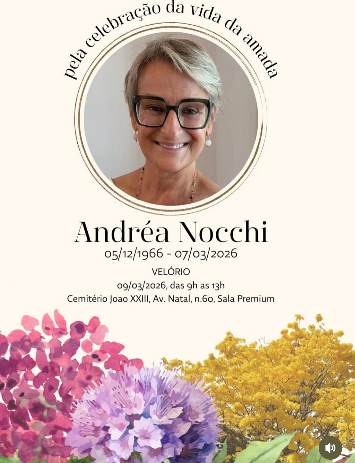 Card com a foto da magistrada e as informações da despedida, citadas na matéria