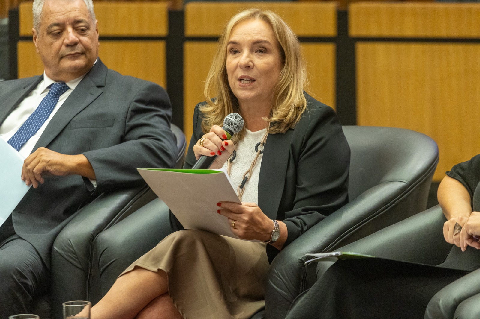 A foto mostra a desa. Maria Silvana falando.