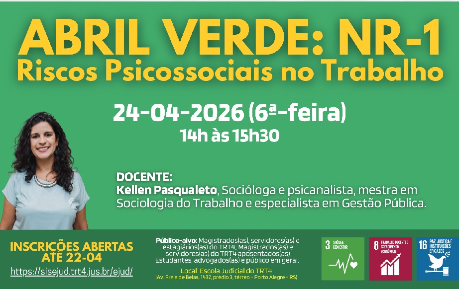 Arte com título e informações da palestra, incluindo o nome da palestrante.