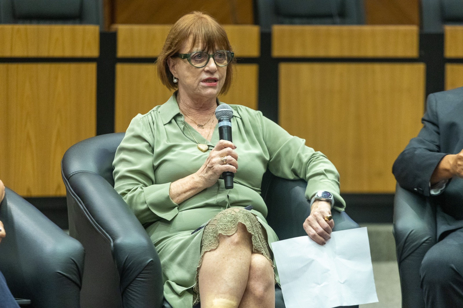 A foto mostra a desa. Telesca falando.