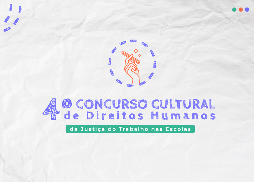 Logo do 4º Concurso Cultural de Direitos Humanos. A arte apresenta o desenho de uma mão segurando um lápis.