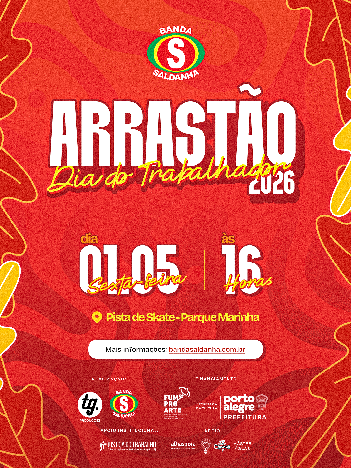 Arte do "Arrastão do Trabalhador". Evento realizado pela Banda Saldanha.