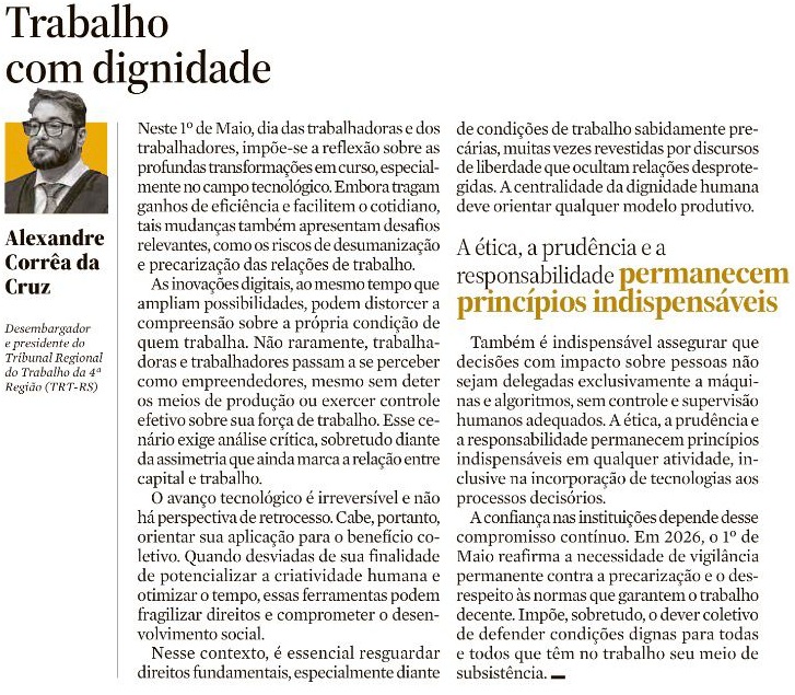 imagem do artigo publicado na página de Zero Hora