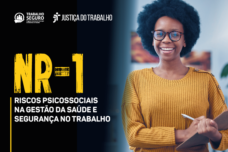 Banner do NR-1, escrito "riscos psicossociais na gestão de saúde e segurança do trabalho".