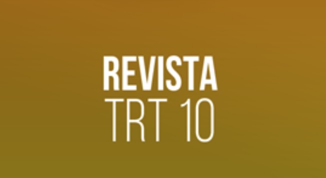 #paratodomundover. Imagem com fundo degradê em dourado com os dizeres: Revista TRT10.
