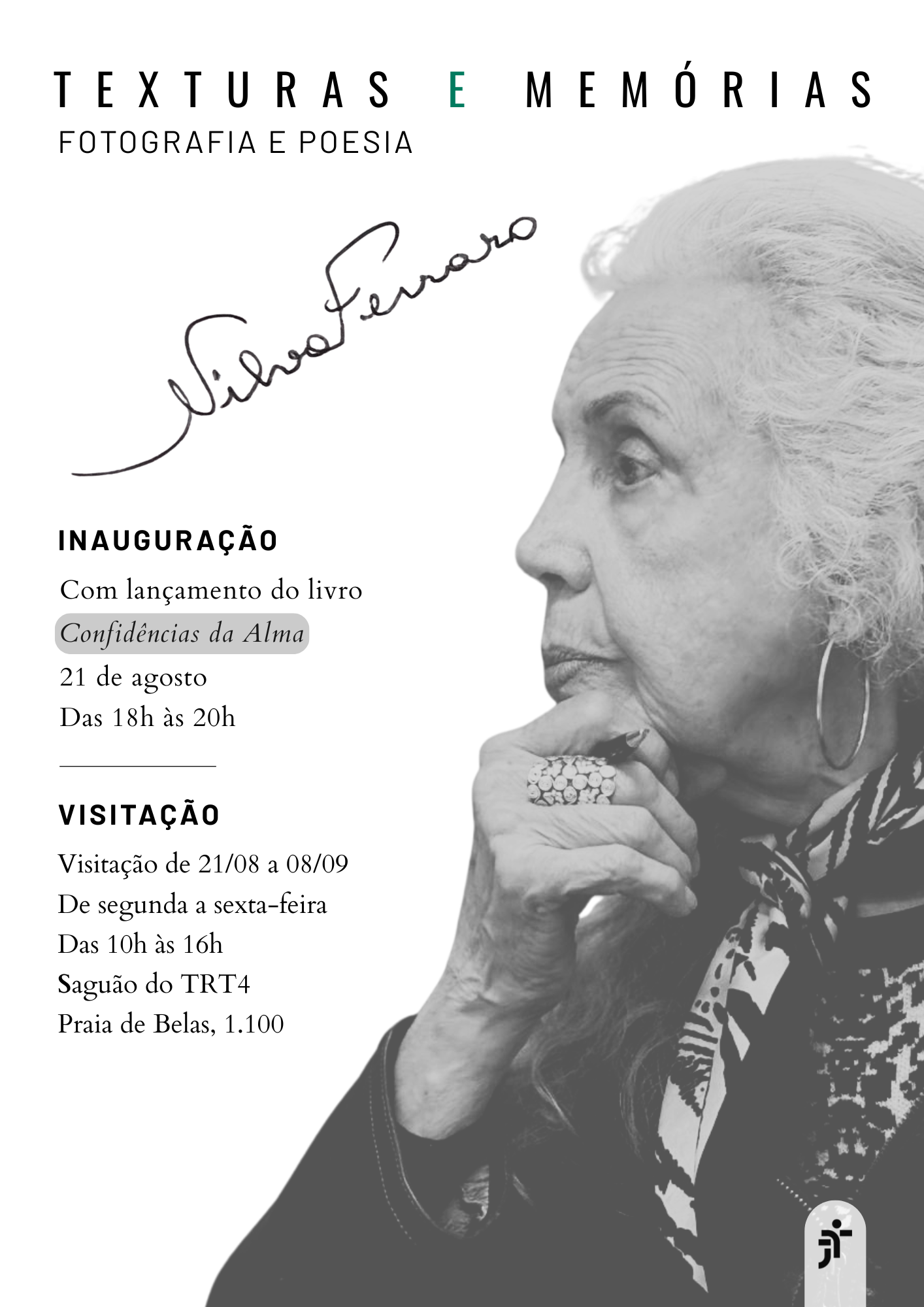 Card com informações e serviço da exposição.