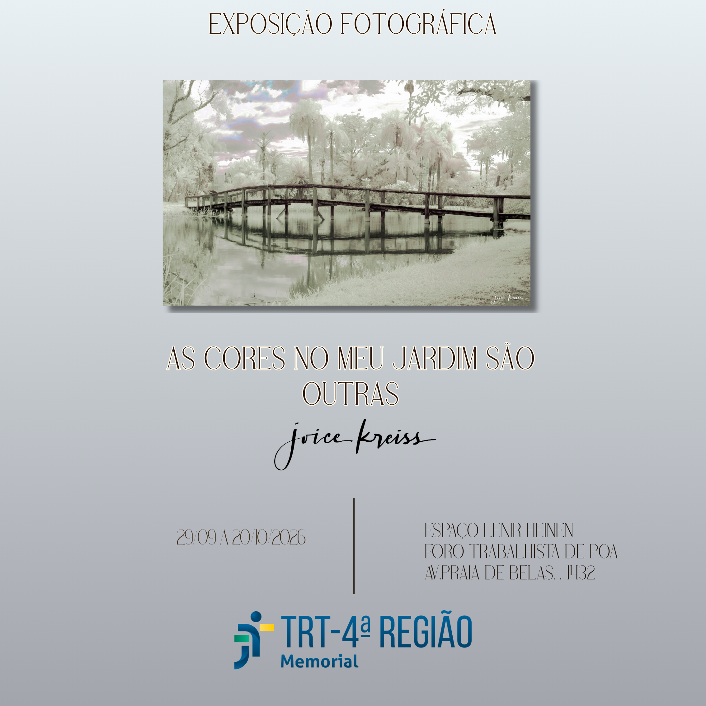 Cartaz da exposição com informações e serviços