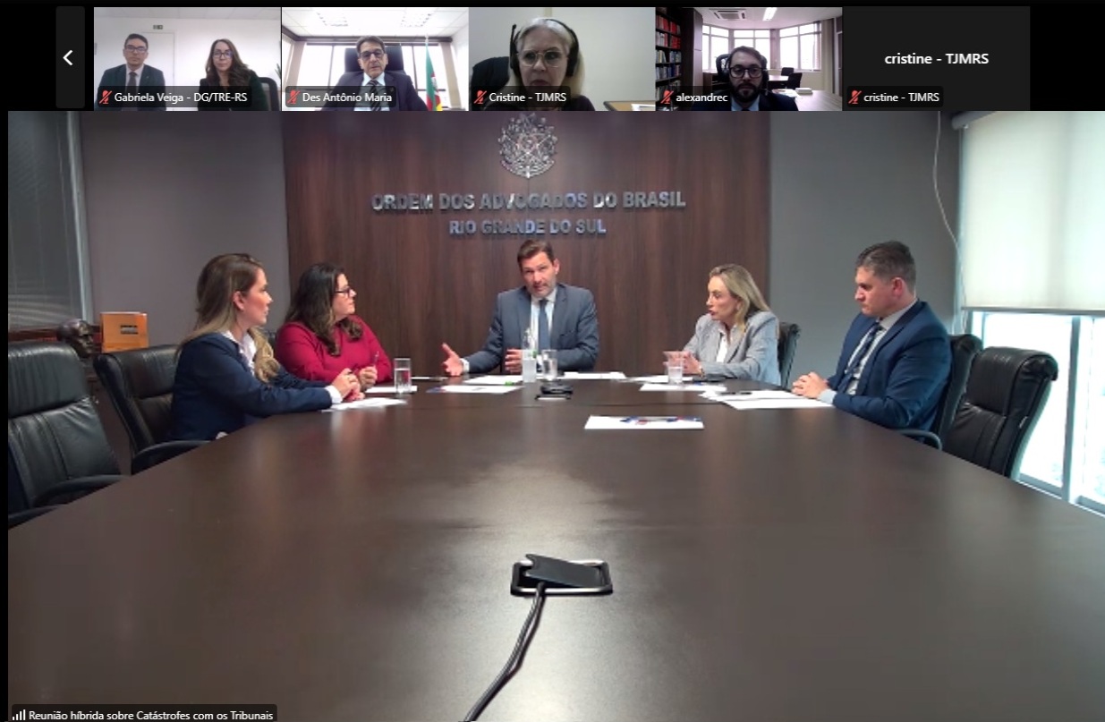 Print da reunião com a OAB, mostrando os participantes em mosaico.