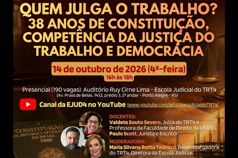 A imagem é o banner do evento, com a foto dos participantes e dados do seminário.