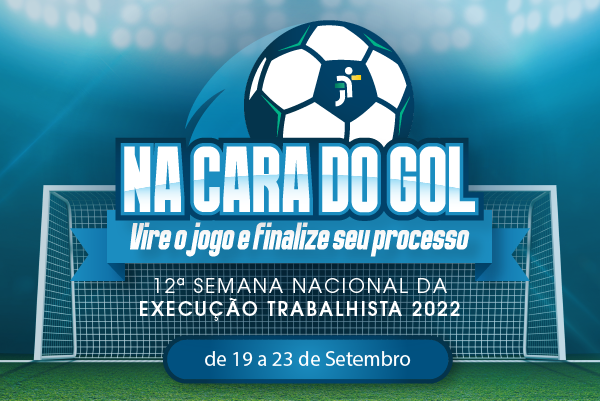 Logo da Semana da Execução, com a imagem de uma bola de futebol e uma goleira.