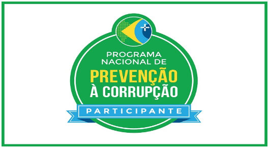 Arte como o logo do programa nacional de prevenção à corrupção. Texto: Programa Nacional de Prevenção à Corrupção - Participante.