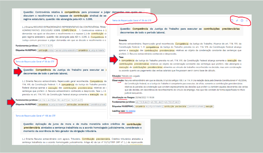 Tela do sistema, com sinais marcando algumas funcionalidades 