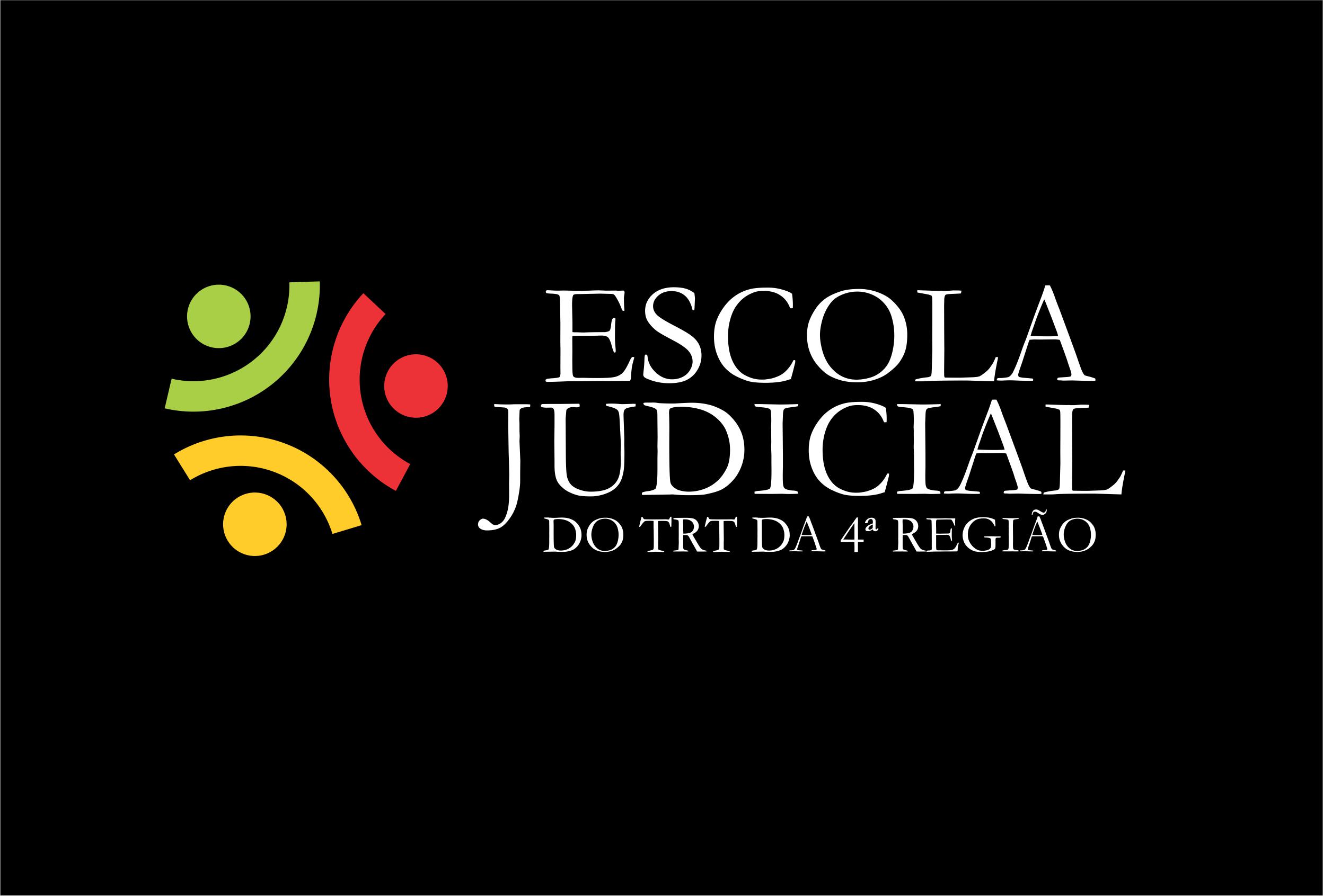 Banner retangular com fundo preto. Ao centro, logotipo da Escola Judicial do TRT4.