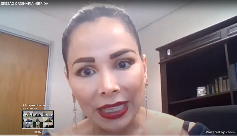 Print da tela do Zoom com foco ampliado na imagem da juíza Marisol Castañeda Pérez.