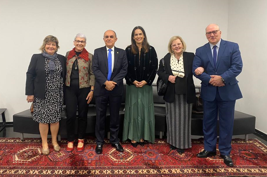 Desa. Carmen Gonzalez (desembargadora do TRT-4 e juíz auxiliar da Presidência do CNJ), Maria Aparecida Gugel (vice-procuradora-geral do Trabalho), ministro Cláudio Brandão (TST), Maria Clara Falcão (coordenadora do Programa de Princípios e Direitos Fundamentais no Trabalho, da OIT), ministra Rosa Weber, e des. Ricardo Martins Costa