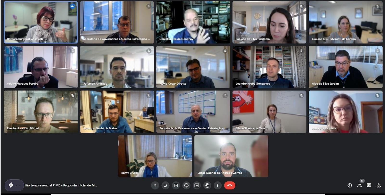 Print de Tela mostra participantes da reunião